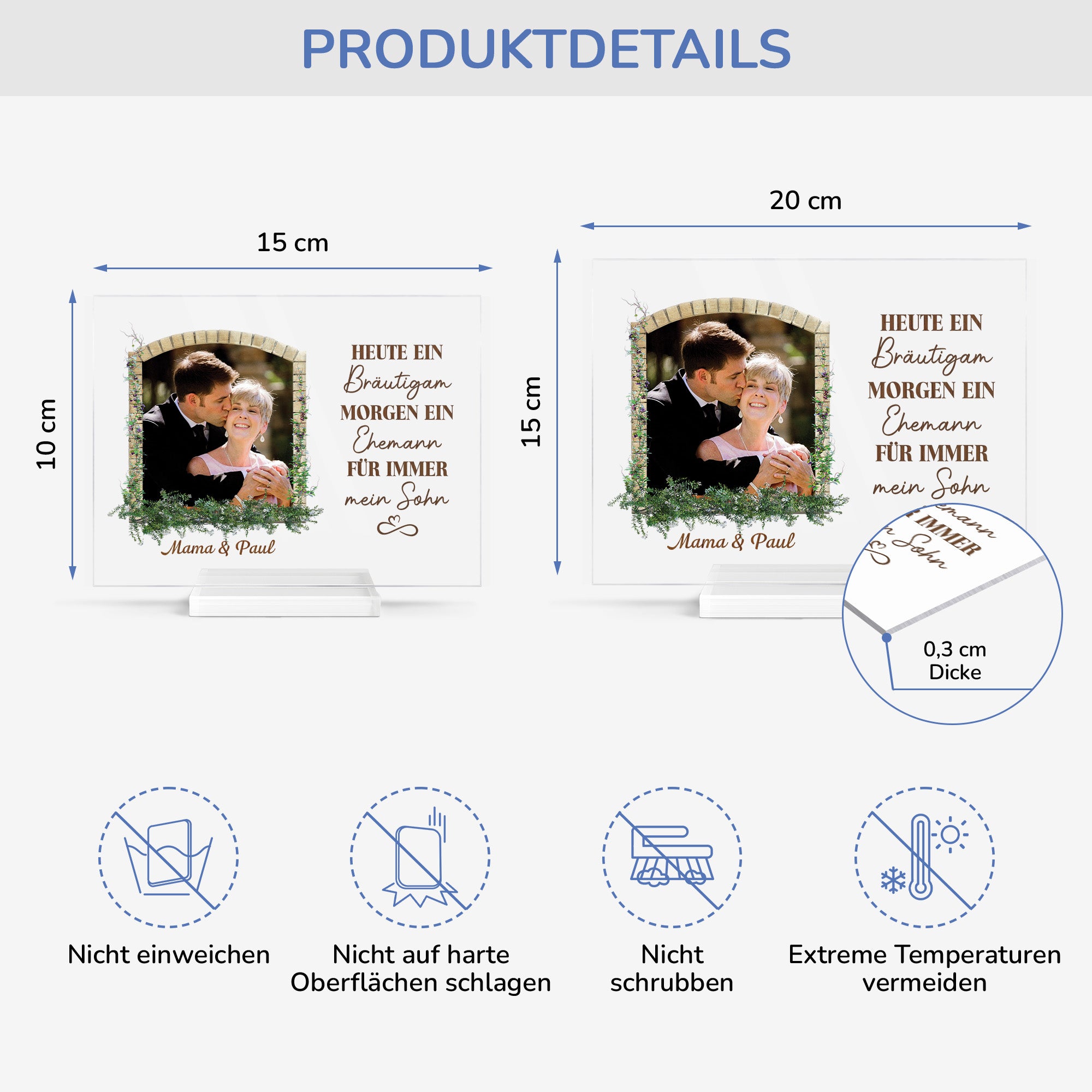 1090RGE4 fur immer mein sohn personalisierte acryl plakette_ sohn mit foto zur hochzeit 1090R8L0G