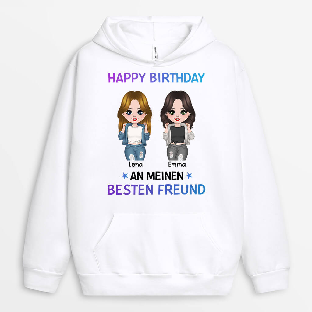 1126HGE1 Personalisierte Geschenke Hoodie Beste Freundin Geburtstag