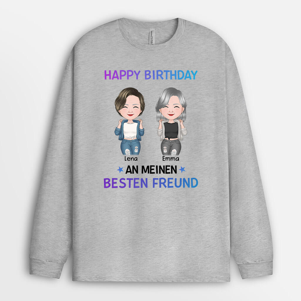 1126NGE2 Personalisierte Geschenke Langarmshirt Beste Freundin Geburtstag