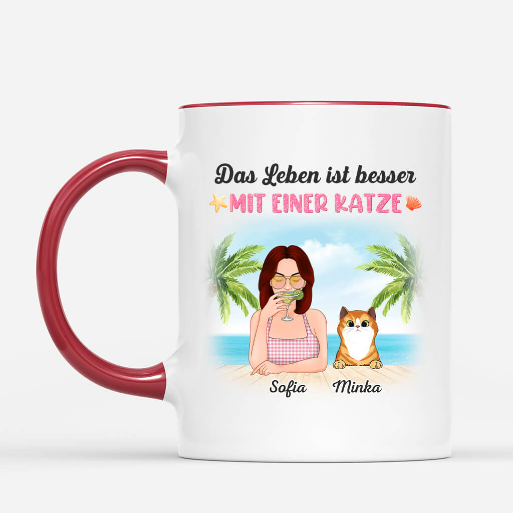 1135MGE2 Personalisierte Geschenke Tassen Katzenliebhaber Frauen Strand Sommer