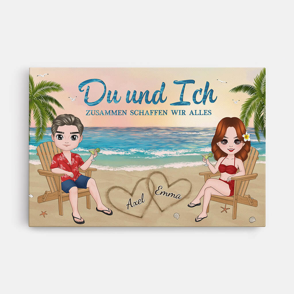 1143CGE1 Personalisierte Geschenke Leinwand Paar Strand