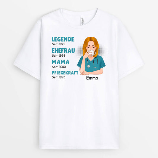 1145AGE1 Personalisierte Geschenke T shirt Genial Ehefrau Mama Krankenschwester