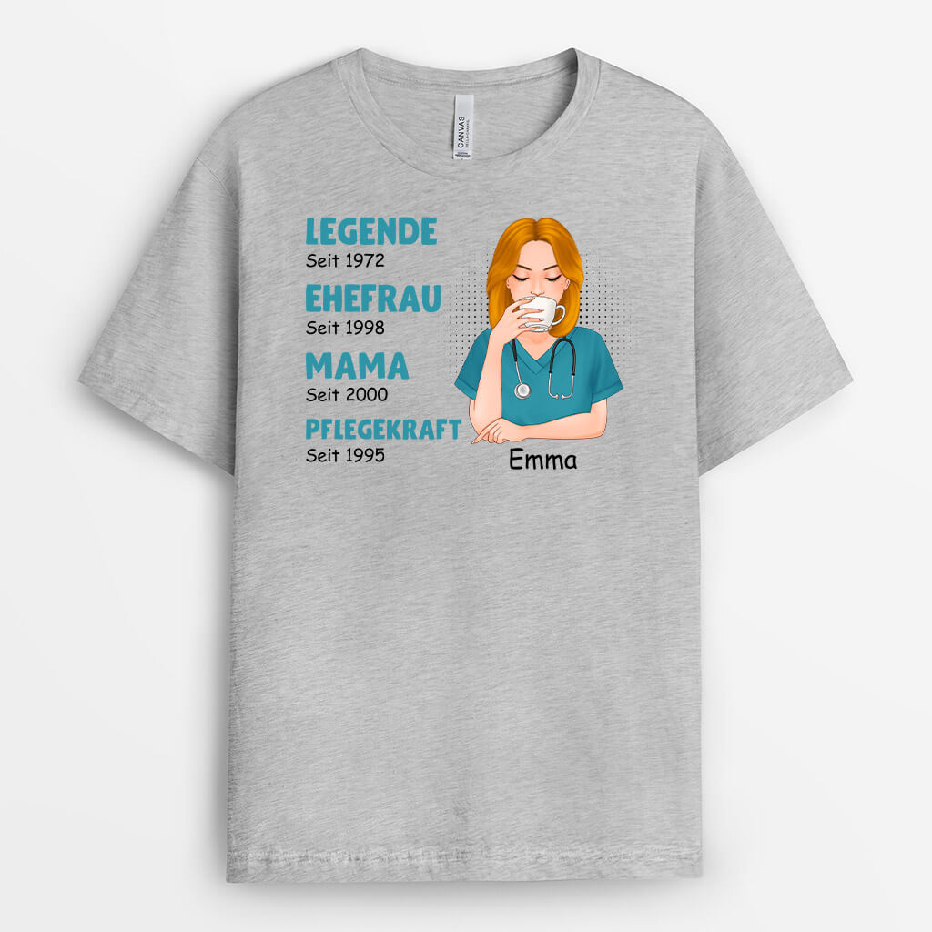 1145AGE2 Personalisierte Geschenke T shirt Genial Ehefrau Mama Krankenschwester