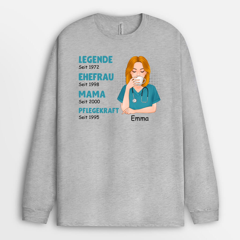 1145NGE2 Personalisierte Geschenke Langarmshirt Genial Ehefrau Mama Krankenschwester