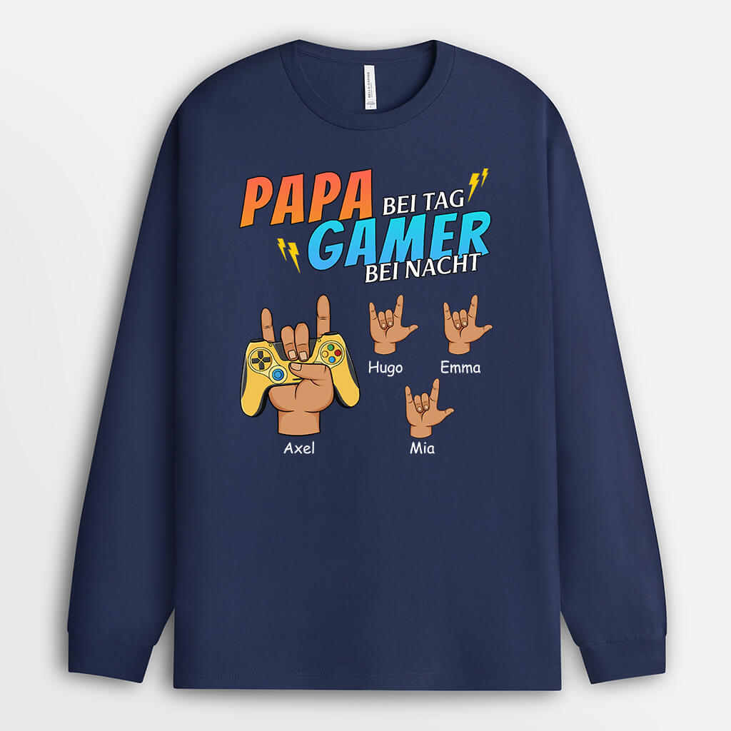 1163NGE1 Personalisierte Geschenke Langarmshirt Game Papa