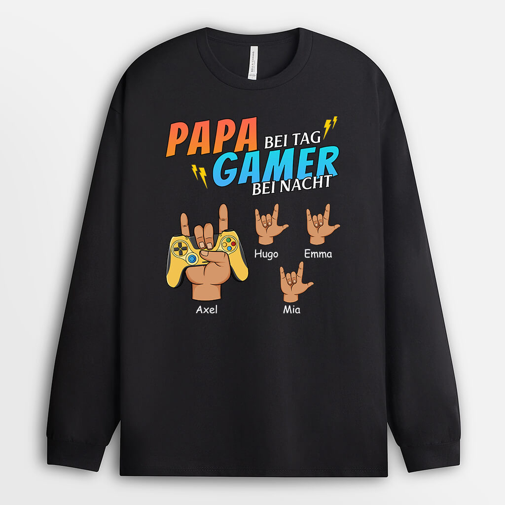 1163NGE2 Personalisierte Geschenke Langarmshirt Game Papa