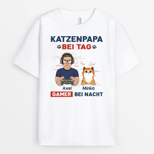 1164AGE1 Personalisierte Geschenke T shirt Game Katzenliebhaber