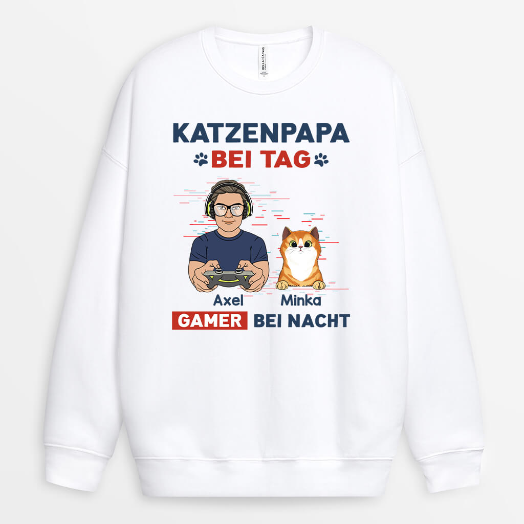 1164WGE1 Personalisierte Geschenke Pullover Game Katzenliebhaber