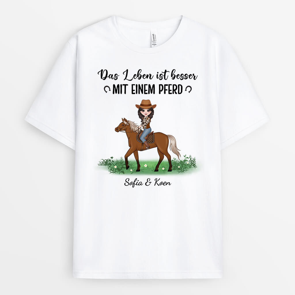 1184AGE2 Personalisierte Geschenke T shirt Pferd Madchen