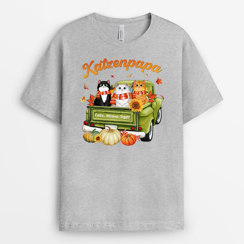 1207AGE2 Personalisierte Geschenke T shirt Herbst Katze Katzenliebhaber