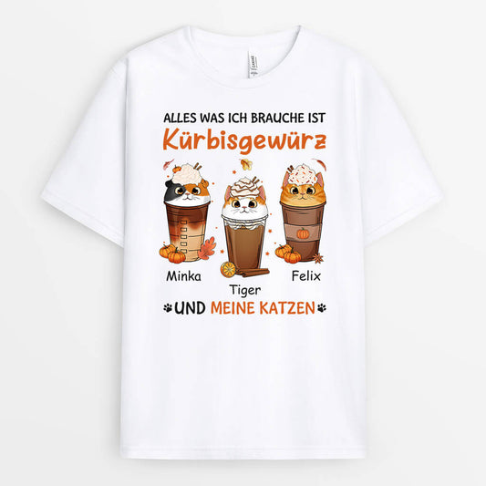 1208AGE1 Personalisierte Geschenke T shirt Herbst Katze Katzenliebhaber