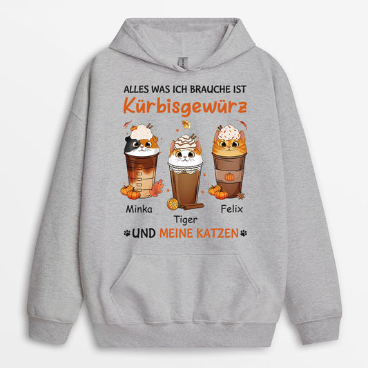 1208HGE1 Personalisierte Geschenke Hoodie Herbst Katze Katzenliebhaber