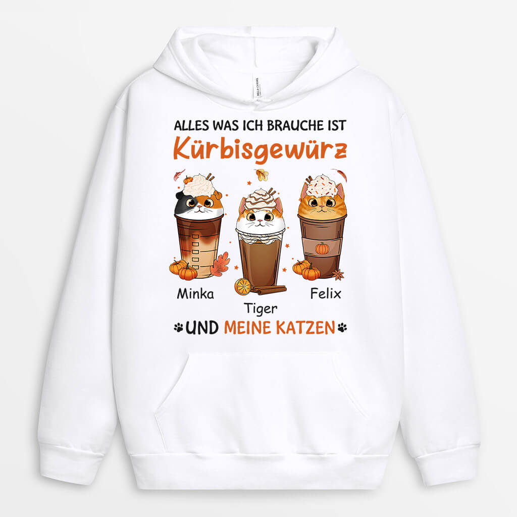 1208HGE2 Personalisierte Geschenke Hoodie Herbst Katze Katzenliebhaber