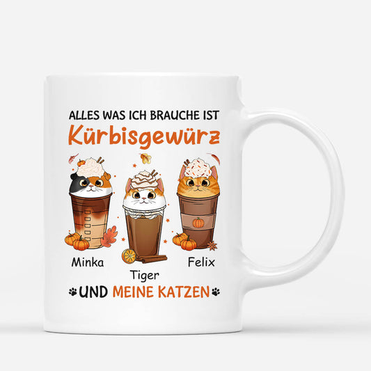 1208MGE1 Personalisierte Geschenke Tasse Kurbis Katze Katzenliebhaber