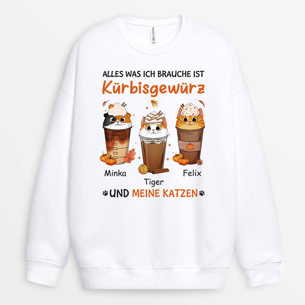 1208WGE1 Personalisierte Geschenke Pullover Herbst Katze Katzenliebhaber