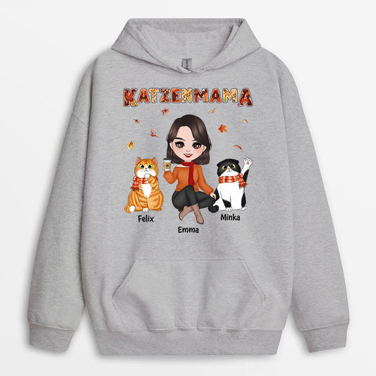 1210HGE1 Personalisierte Geschenke Hoodie Katze Katzenliebhaber