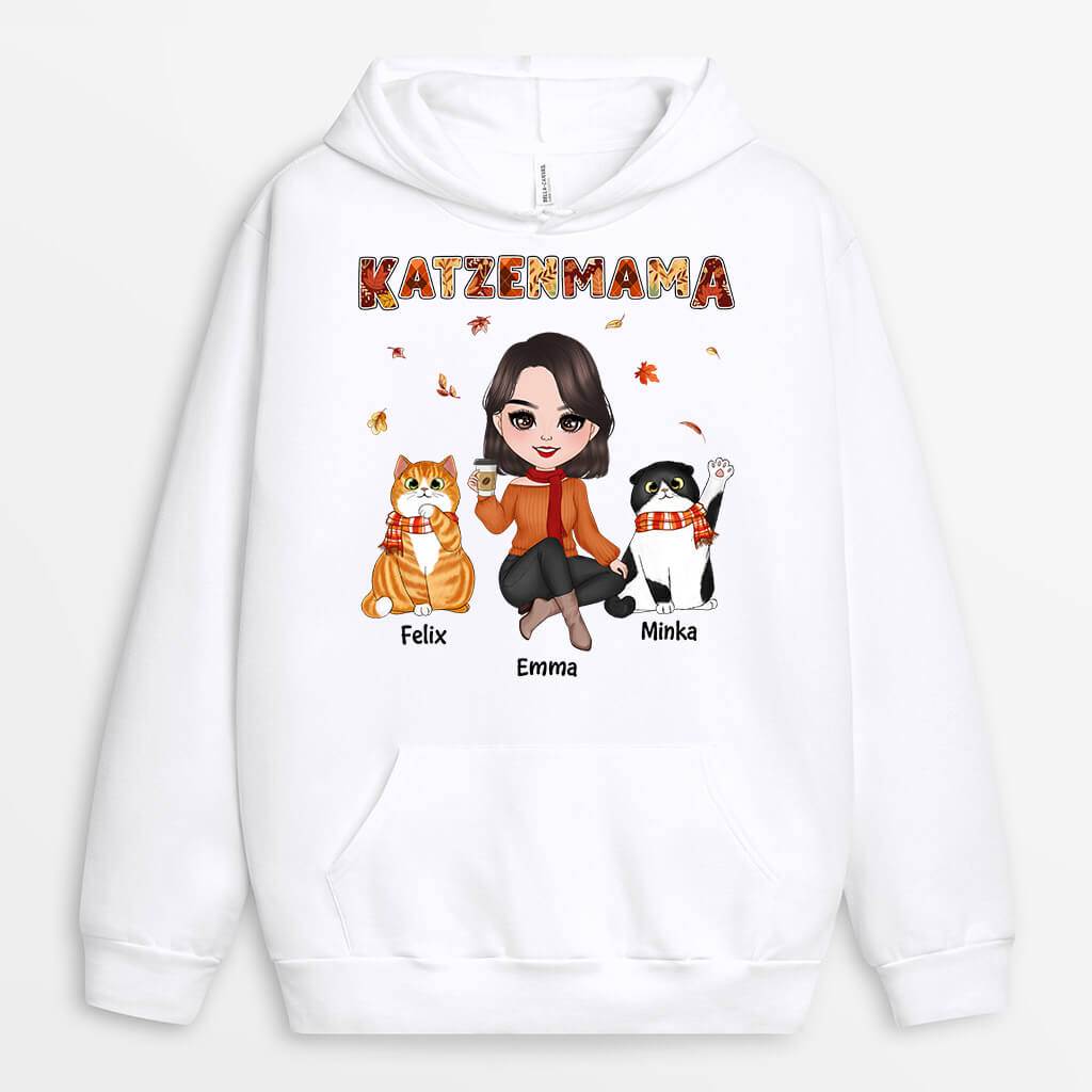 1210HGE2 Personalisierte Geschenke Hoodie Katze Katzenliebhaber