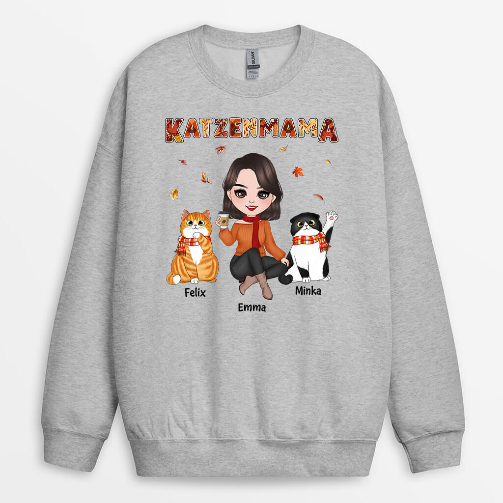 1210WGE2 Personalisierte Geschenke Pullover Katze Katzenliebhaber