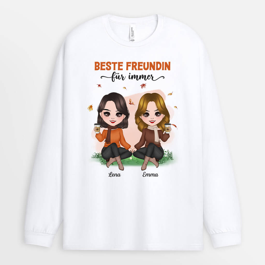 1214NGE1 Personalisierte Geschenke Langarmshirt Beste Freundin Herbst