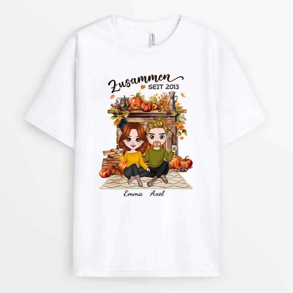 1220AGE1 Personalisierte Geschenke T shirt Zusammen Paar Herbst