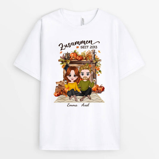 1220AGE1 Personalisierte Geschenke T shirt Zusammen Paar Herbst