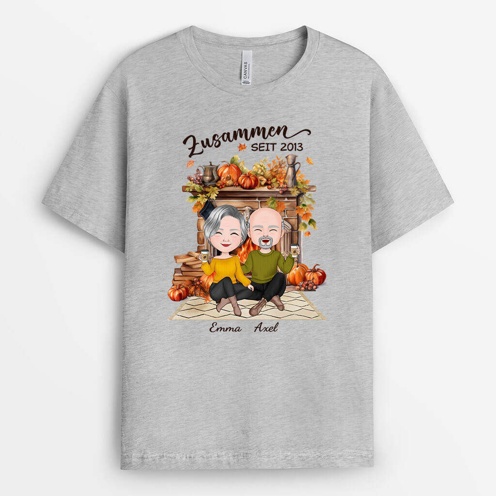 1220AGE2 Personalisierte Geschenke T shirt Zusammen Paar Herbst