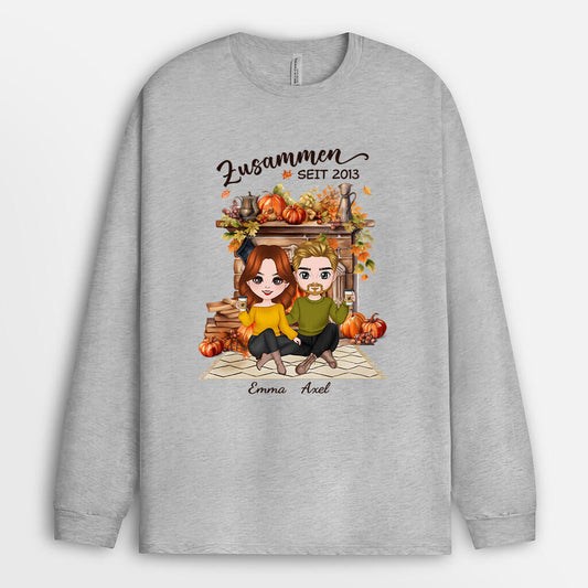 1220NGE1 Personalisierte Geschenke Langarmshirt Zusammen Paar Herbst