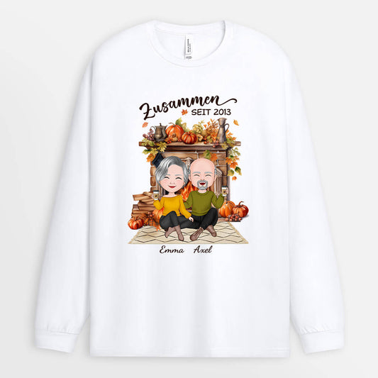 1220NGE2 Personalisierte Geschenke Langarmshirt Zusammen Paar Herbst