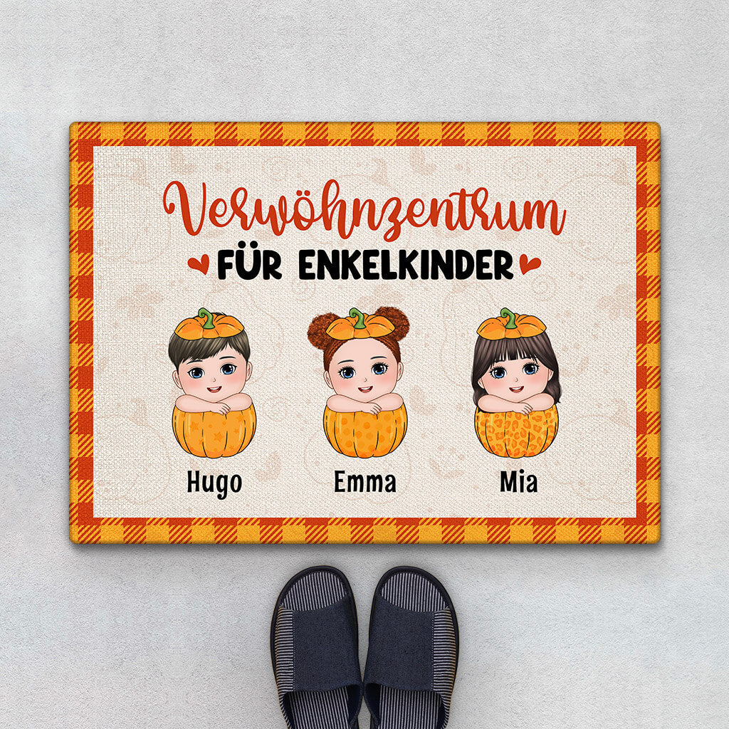 1226DGE1 Personalisierte Geschenke Fussmatte Enkelkinder Grosseltern Herbst