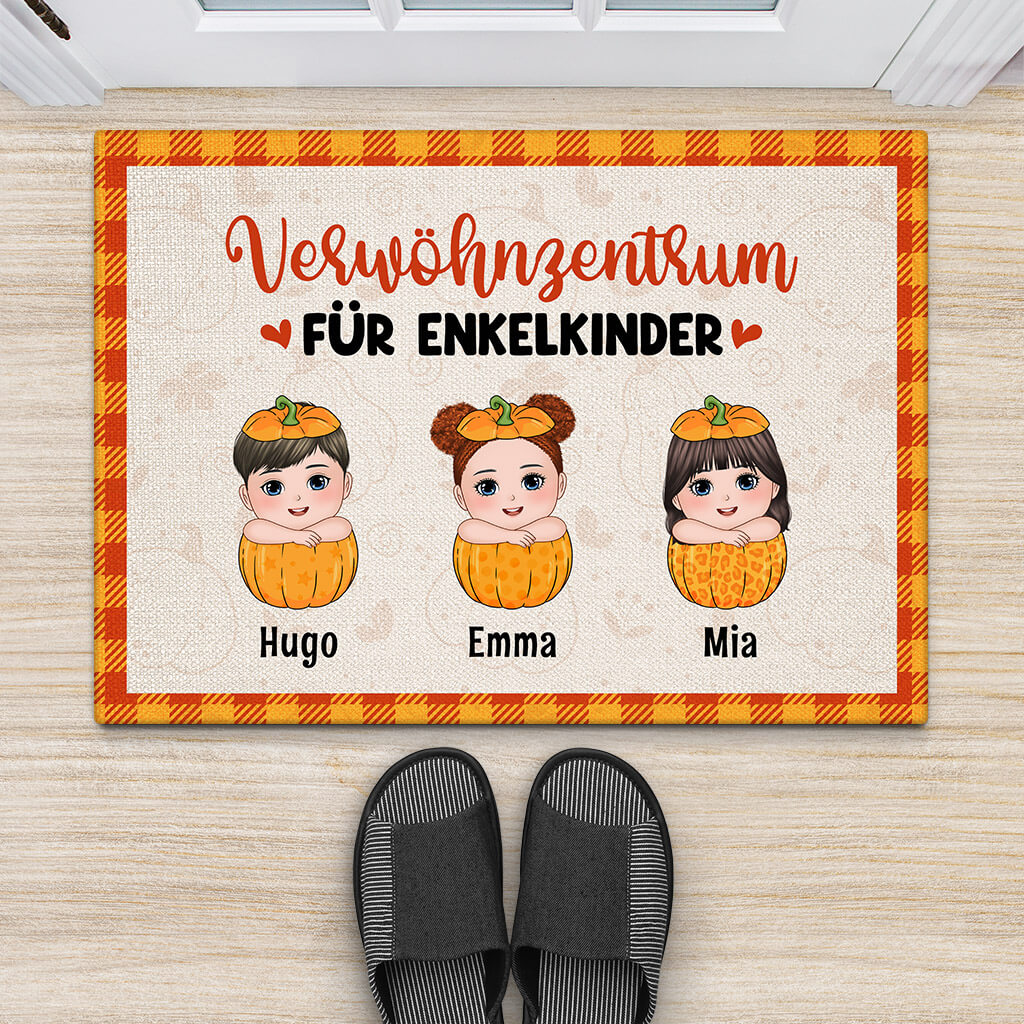 1226DGE2 Personalisierte Geschenke Fussmatte Enkelkinder Grosseltern Herbst