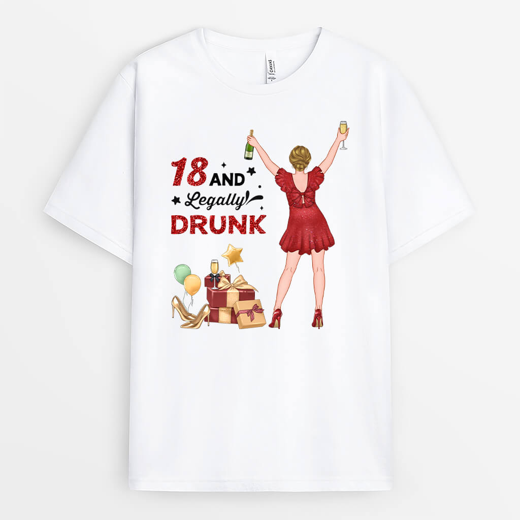 1234AGE Personalisierte Geschenke T shirt 18 Geburtstag Betrunken