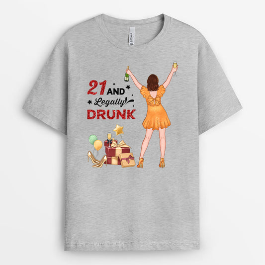 1234AGE Personalisierte Geschenke T shirt 21 Geburtstag Betrunken