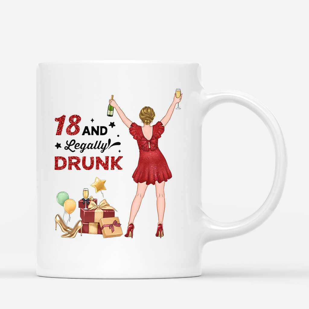 1234MGE1 personalisierte geburtstag 18 und betrunken tasse