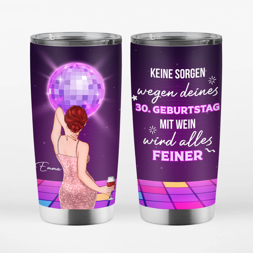 1242TGE1 personalisierter keine sorgen 30 geburtstag thermobecher