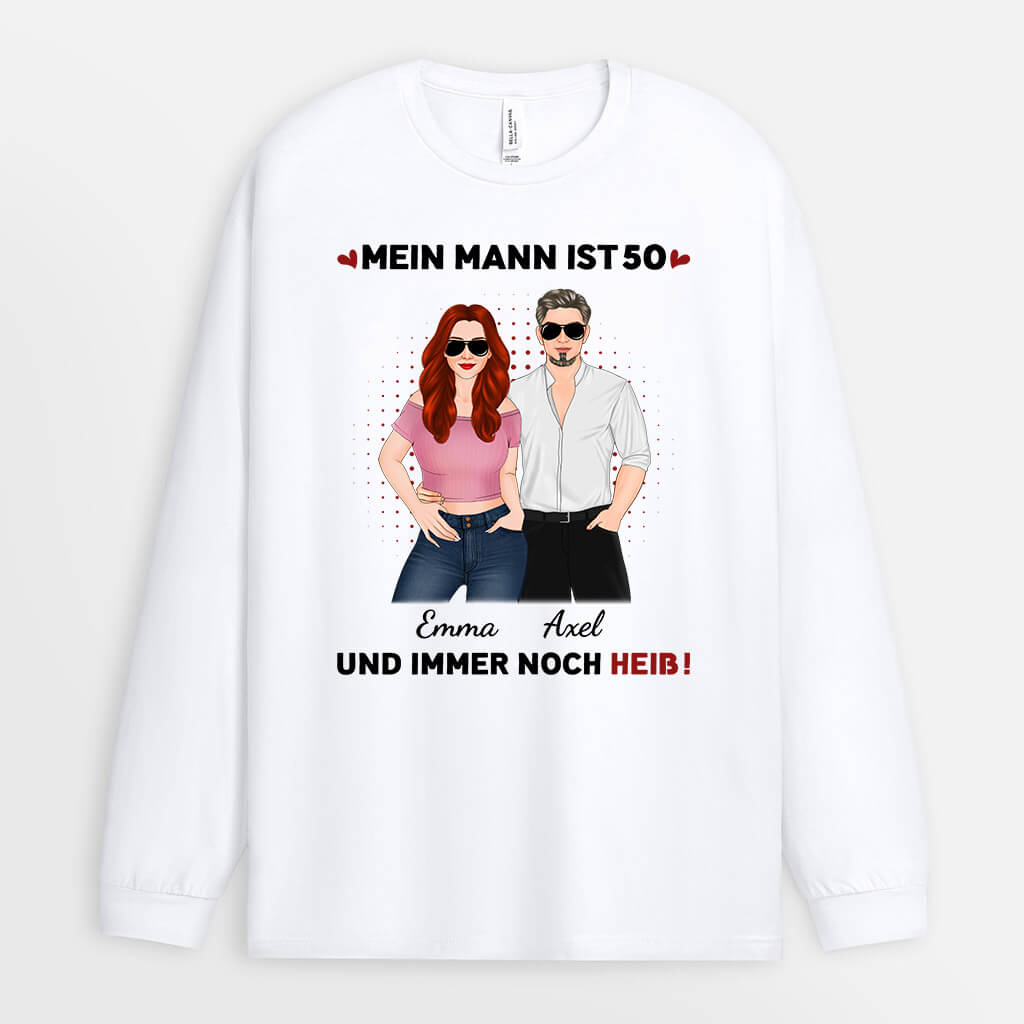 1250NGE2 personalisiertes meine frau mein mann ist 50 und sexy langarmshirt