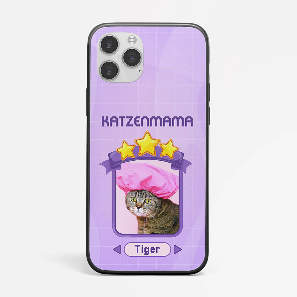 1258FGE1 personalisierte katzenmama lila iphone 11 handyhulle