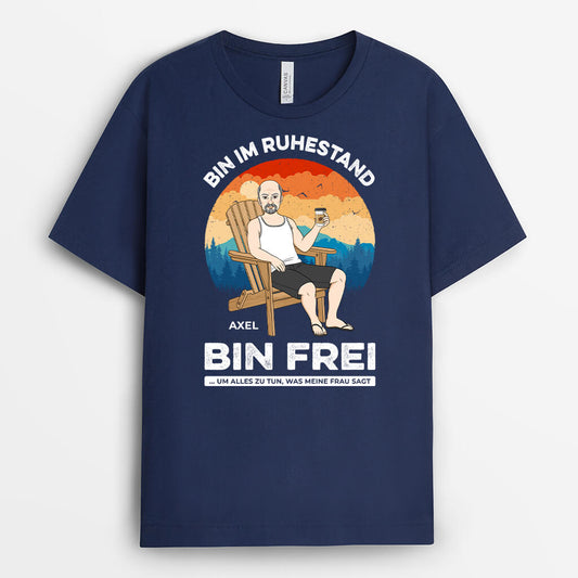 1272AGE2 personalisiertes bin im ruhestand bin frei t shirt