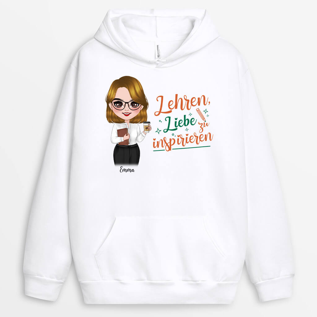 1291HGE1 personalisierter lehren liebe zu inspirieren hoodie