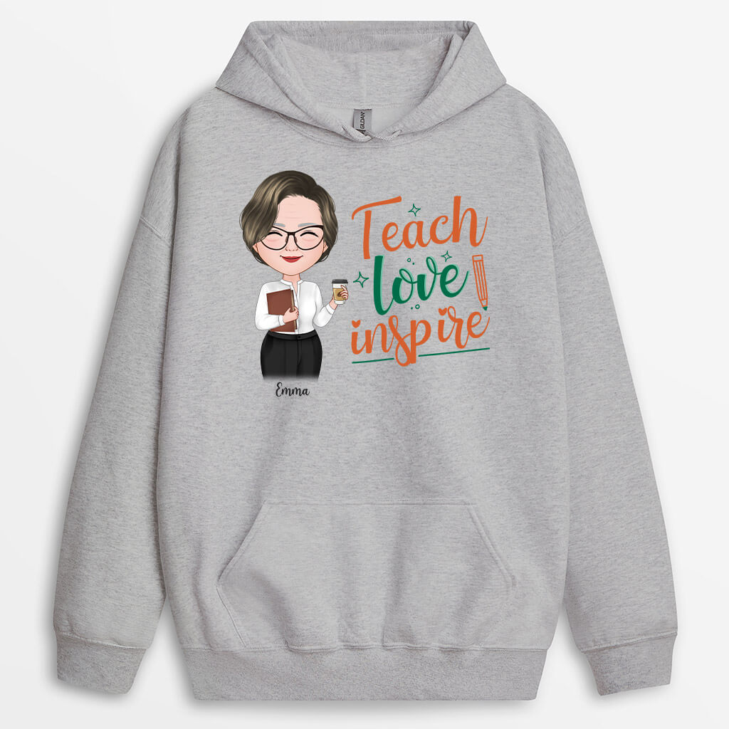 1291HGE2 personalisierter lehren liebe zu inspirieren hoodie