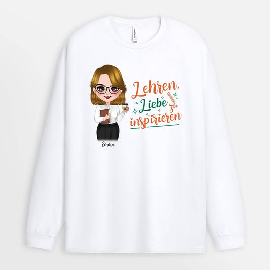 1291NGE1 personalisiertes lehren liebe zu inspirieren langarmshirt