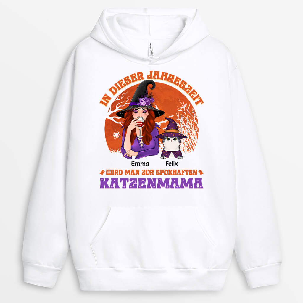 1293HGE1 personalisierter spukhafte katzenmama halloween hoodie