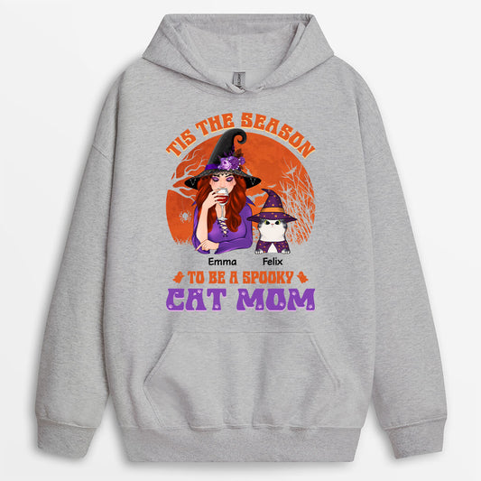 1293HGE2 personalisierter spukhafte katzenmama halloween hoodie