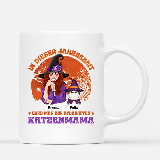 1293MGE1 personalisierte spukhafte katzenmama halloween tasse