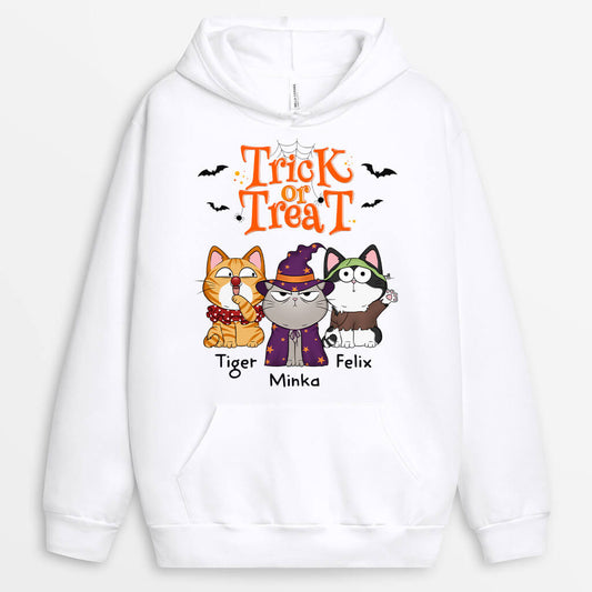 1294HGE1 personalisierter susses oder saures halloween katzen hoodie