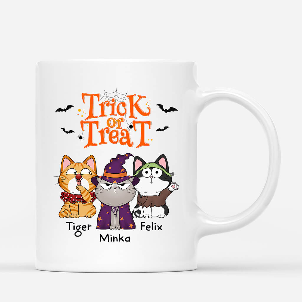 1294MGE1 personalisierte susses oder saures halloween katzen tasse