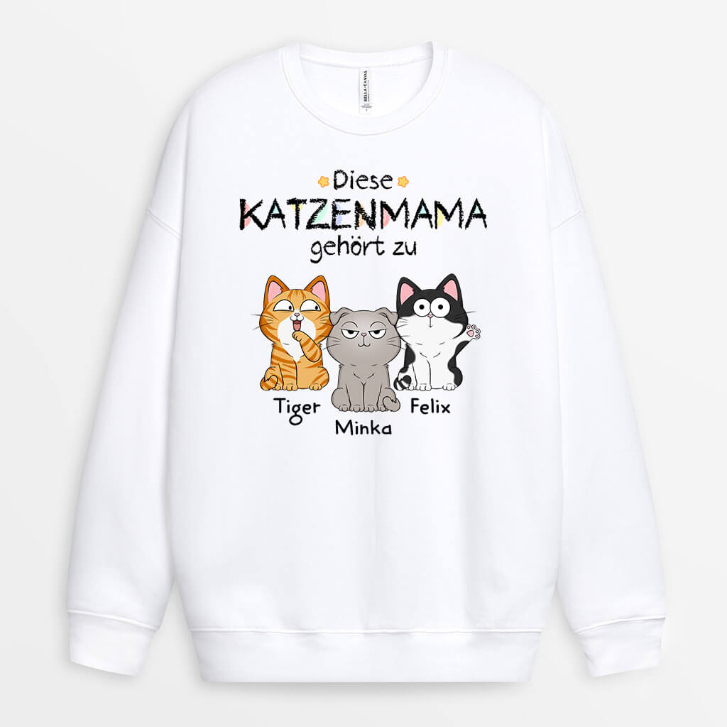 1295WGE1 personalisierter katzenmama katzenpapa gehort zu lustig pullover