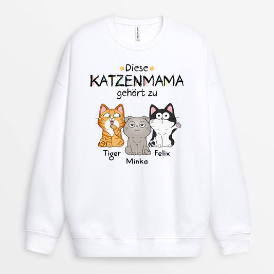 1295WGE1 personalisierter katzenmama katzenpapa gehort zu lustig pullover