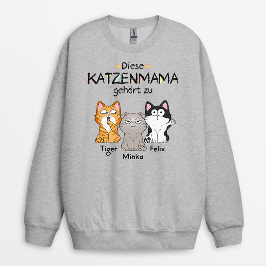 1295WGE2 personalisierter katzenmama katzenpapa gehort zu lustig pullover