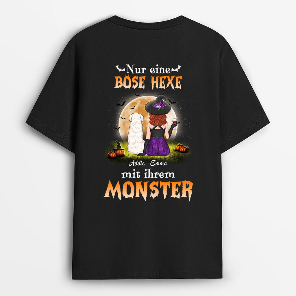 1309AGE2 personalisiertes eine bose hexe mit ihren monstern halloween t shirt