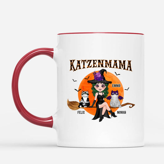 1310MGE2 personalisierte katzenmama mit besen halloween tasse